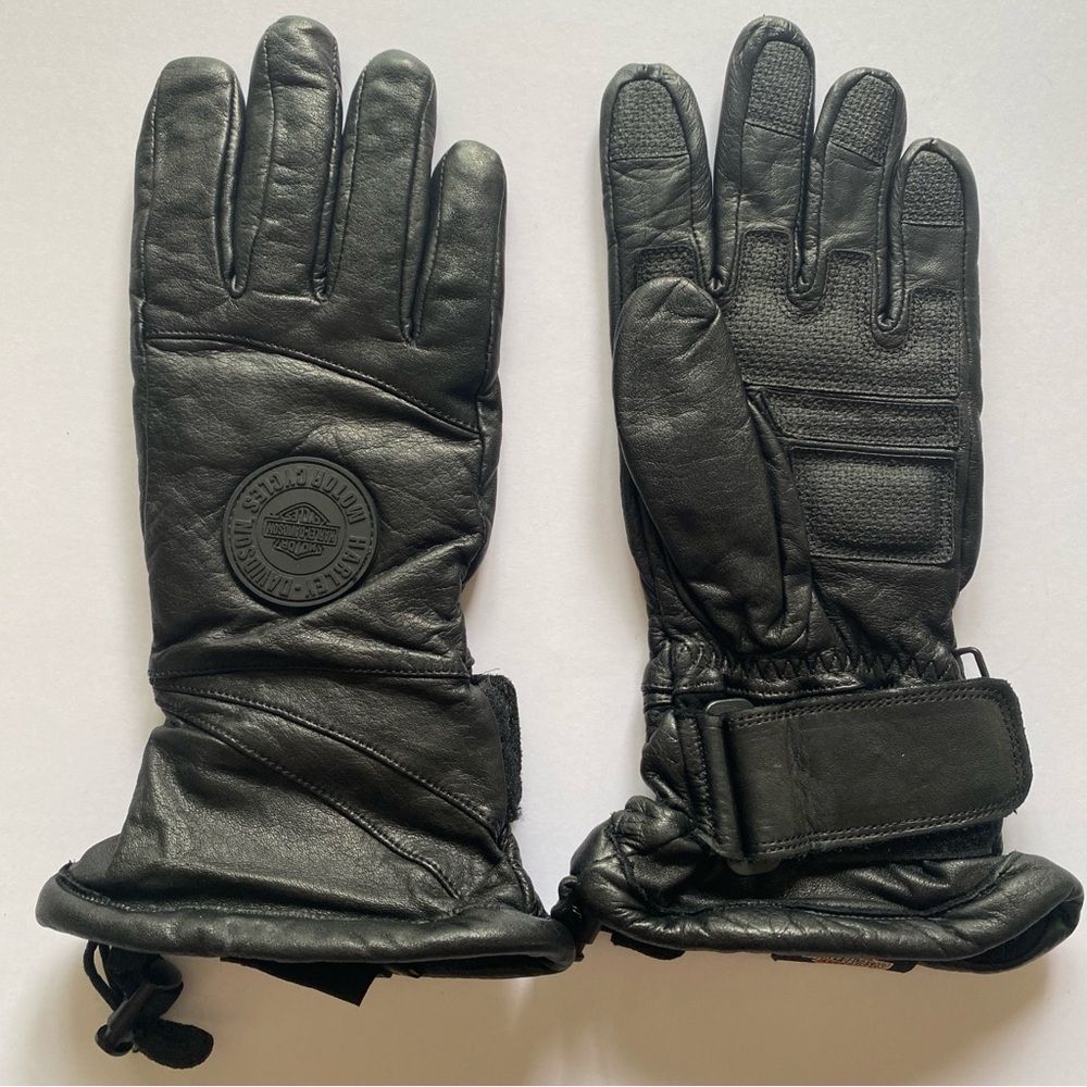 Harley-Davidson® Women's Leather Gauntlet Gloves,Black Size Large Soft Leather